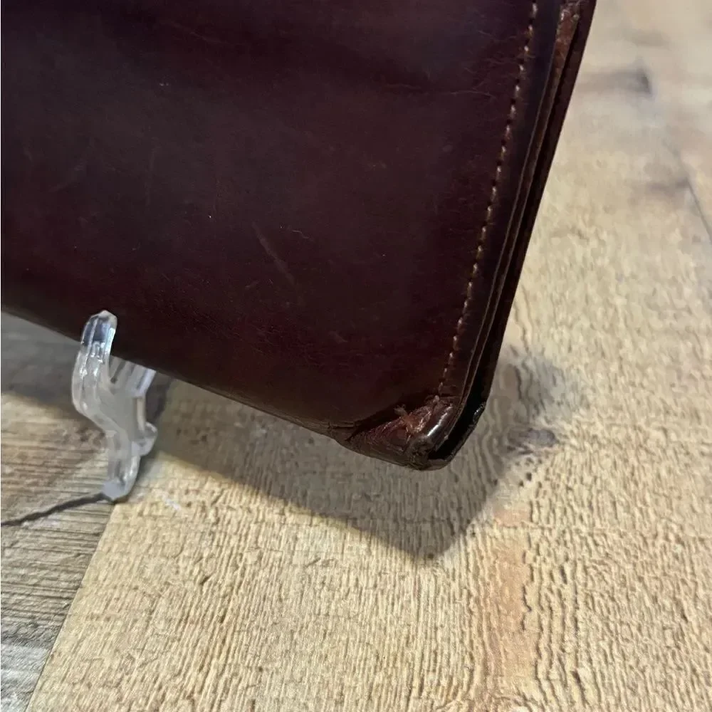 COACH VTG MAHOGANY BROWN LEATHER CHECKBOOK KISSLOCK PURSE BAG WALLET RARE!